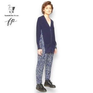 NWT - Sandrine Rose x Free People Cardigan Womens Size Medium M in‎ POLKA Blue